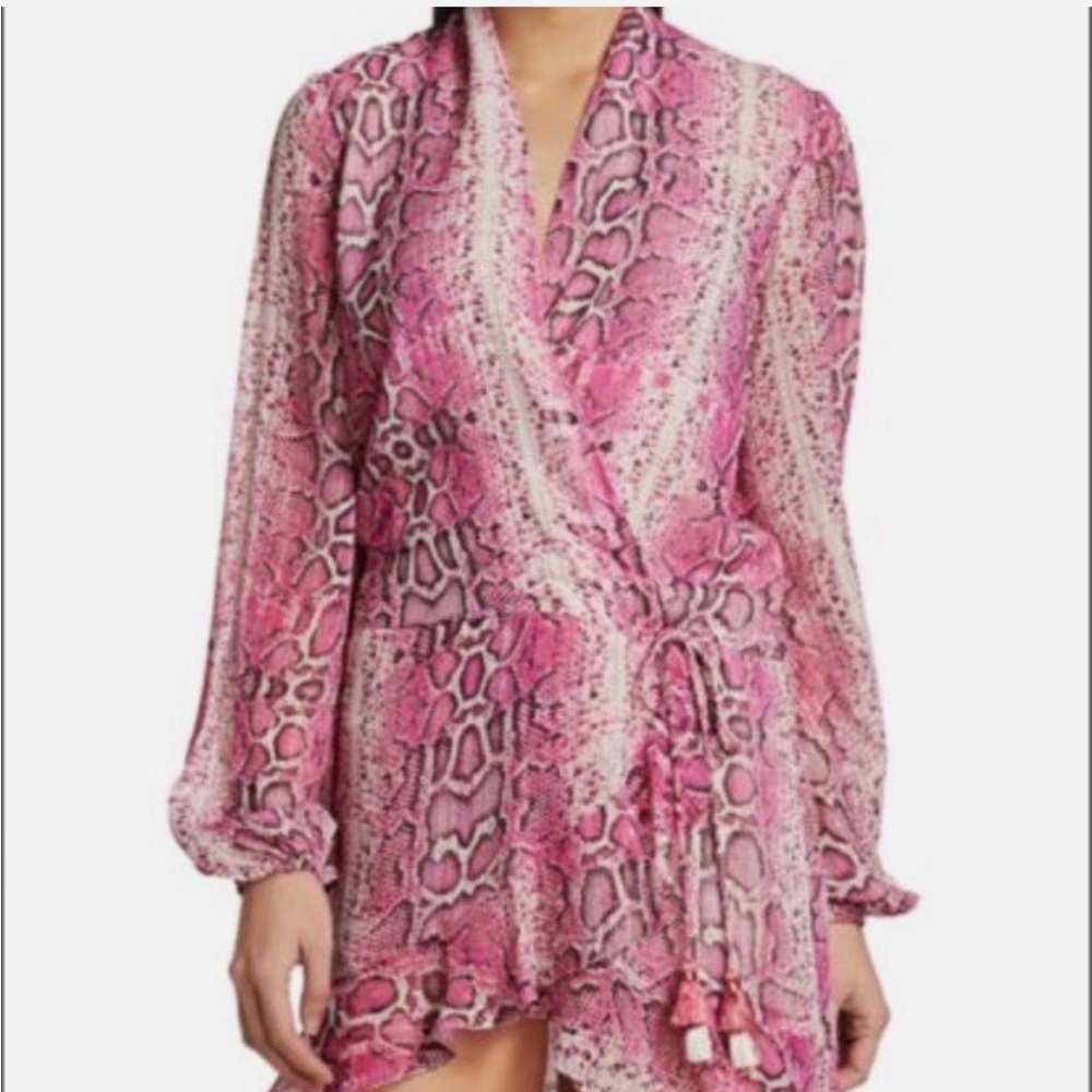 Rocco Sand NWT Pink Lexi Snake Print Wrap Dress size large
